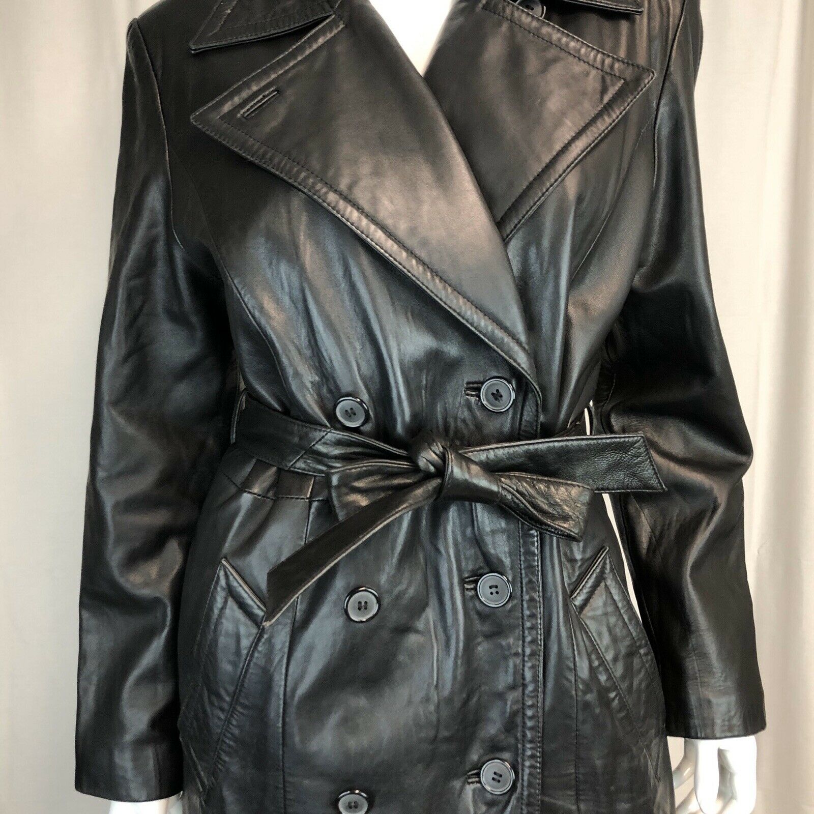 eBay Leather: Vintage Danier black leather trench coat