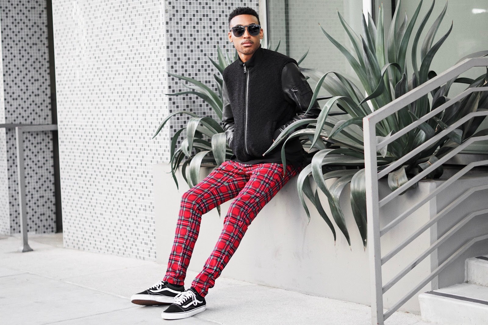 men wearing plaid pants