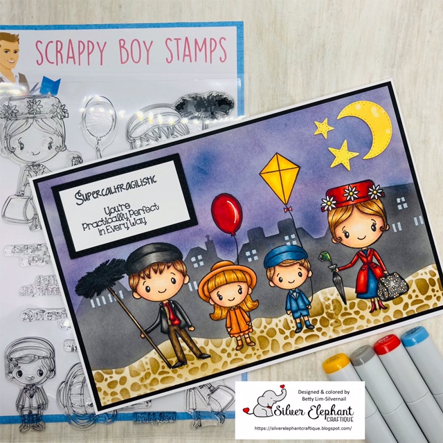 Silver Elephant Craftique Scrappy Boy Stamps Supercalifragilistic!