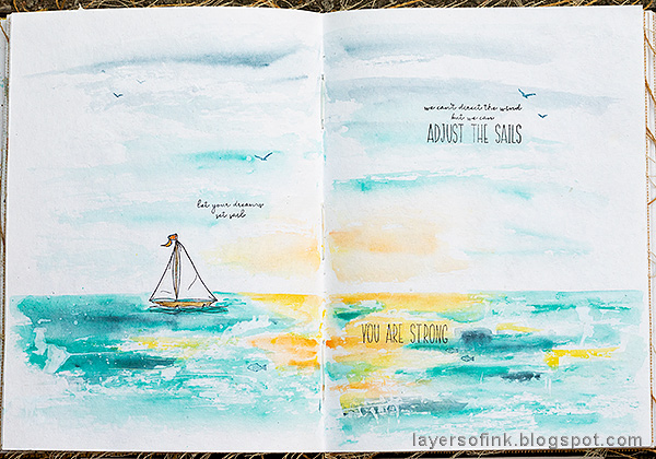 Layers of ink - Ocean Art Journal Page Tutorial by Anna-Karin Evaldsson. Layers of ink - Ocean Art Journal Page Tutorial by Anna-Karin Evaldsson. Watercolor, resist, and stamping.