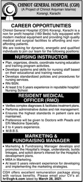 Medical Jobs at Chiniot General Hospital 2021