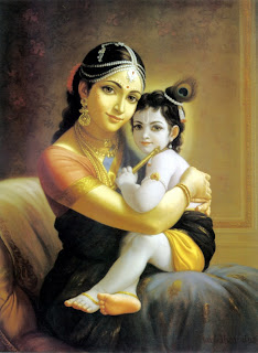 Devaki with Krishna.