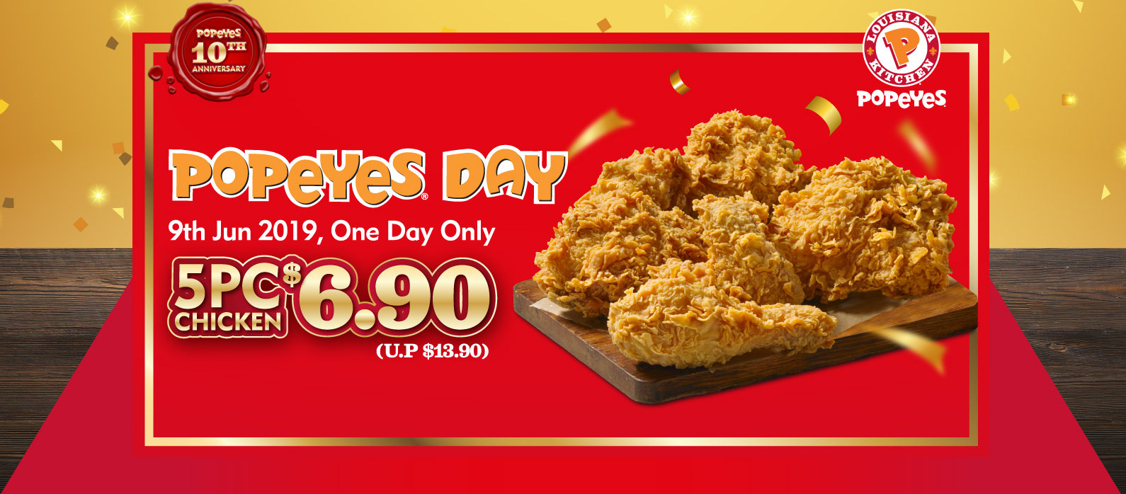 Popeyes Chicken at half price 5 piece chicken only 6.90