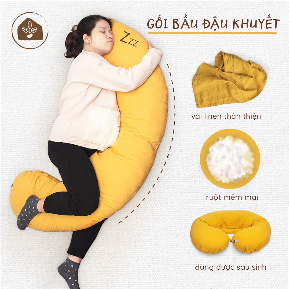 [A159] Gối ôm cho bà bầu dễ ngủ - Gối bầu đậu khuyết đa năng