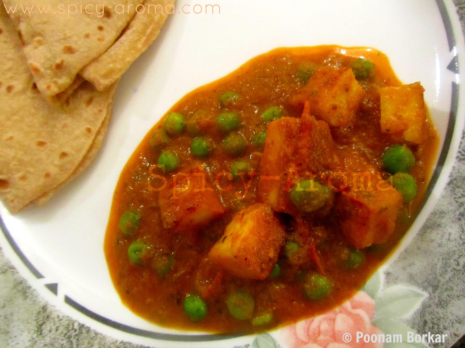 Matar Paneer (Green Peas and Cottage cheese Curry) - Step by Step