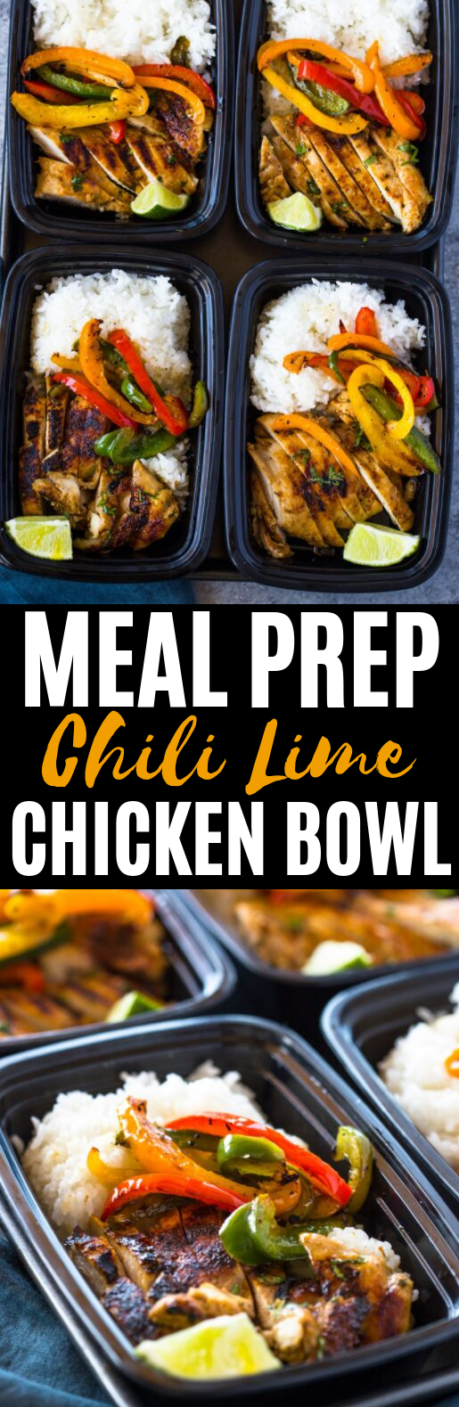 Chili Lime Chicken and Rice Meal Prep Bowls #healthy #lunch