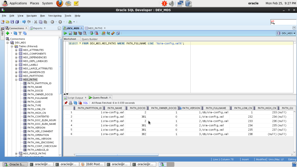 Oracle Stack: Exporting Metadata from MDS and Importing Metadata into MDS