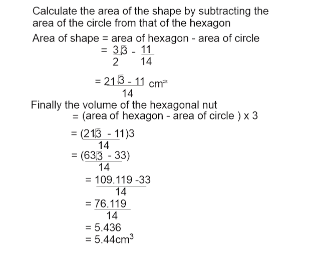 How to calculate the volume of a regular hexagonal nut