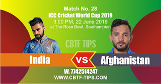 Who will win WorldCup 2019 28th Match India vs Afghanistan Today Match Prediction Toss Session Lambi pari Fancy Astrology 100% Fixed Report
