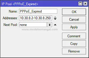 Pool IP Pelanggan ISOLIR Mikrotik Pool IP Pelanggan ISOLIR Mikrotik