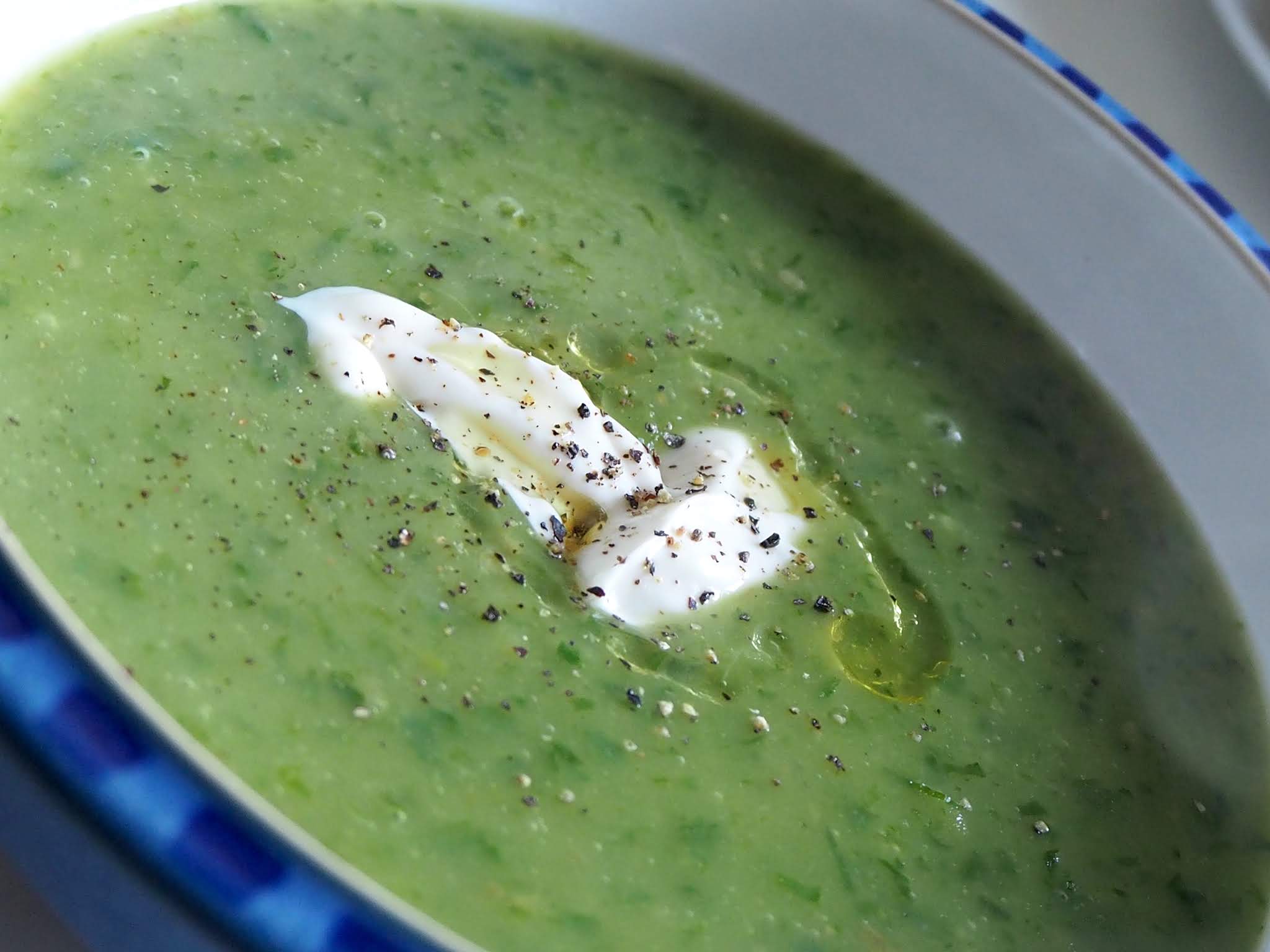 a bowl of vegan wild garlic soup
