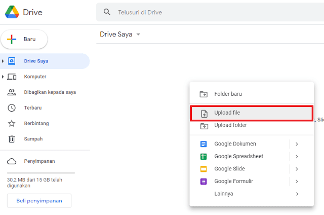 Cara Menyimpan File di Google Drive Lewat Komputer atau Laptop