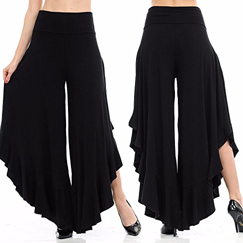 The best COLO Womens Ruffled Wide Legs Palazzo Pants High Waist Comfy ...