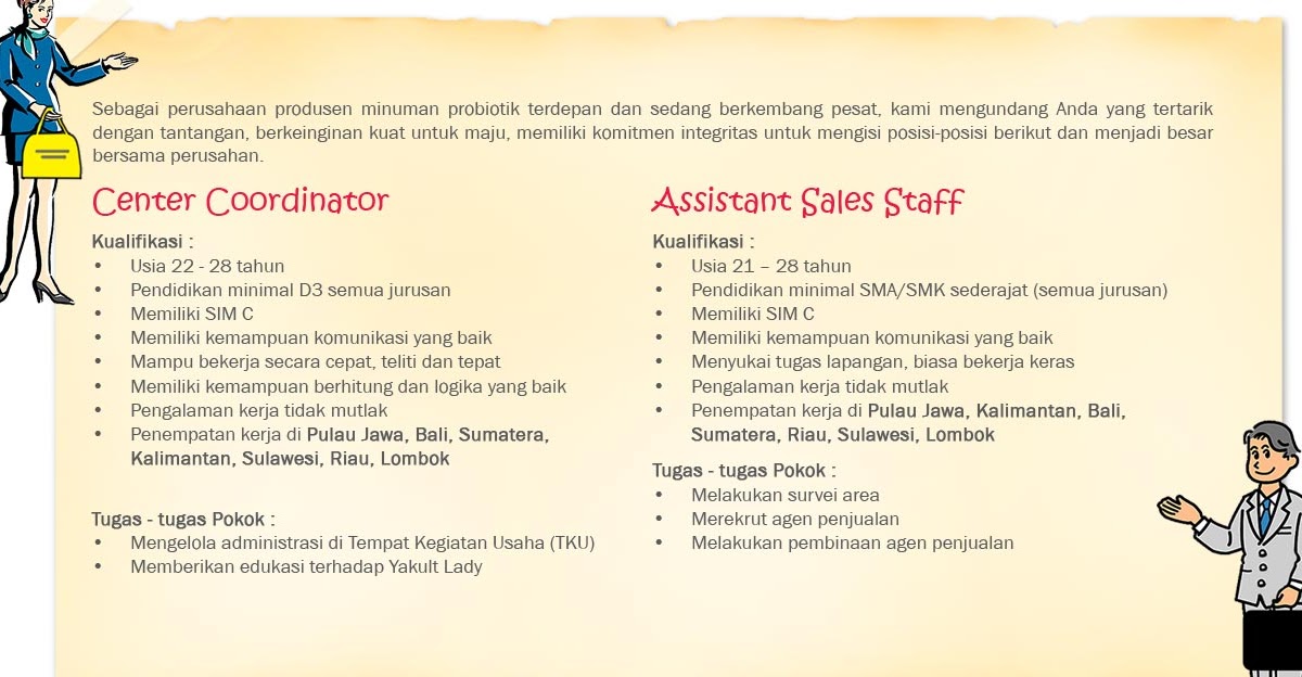 Featured image of post Lowongan Kerja Yakult Lady Jobs id bekerja sama dengan kementerian ketenagakerjaan republik indonesia dalam menyediakan lowongan pekerjaan bagi masyarakat