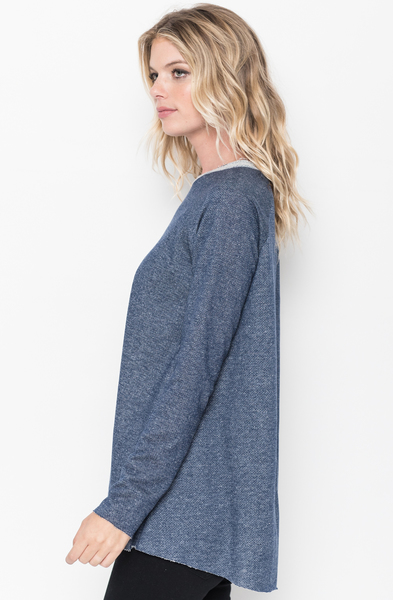 Shop for Navy Raw Edge Zipper Tunic Online Final Sale $18 on caralase.com