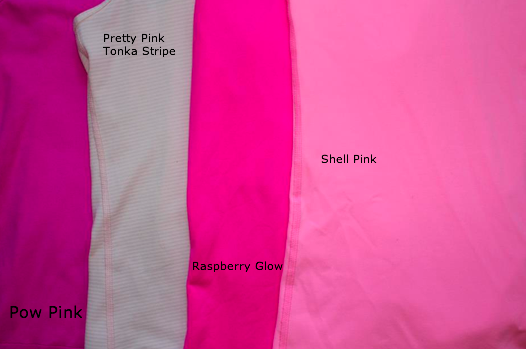 Color Comparison: Shell Pink to Pow Pink, Raspberry Glow, Pretty