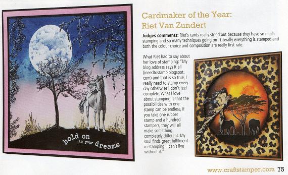 Craft stampers, card maker of the year award 2010