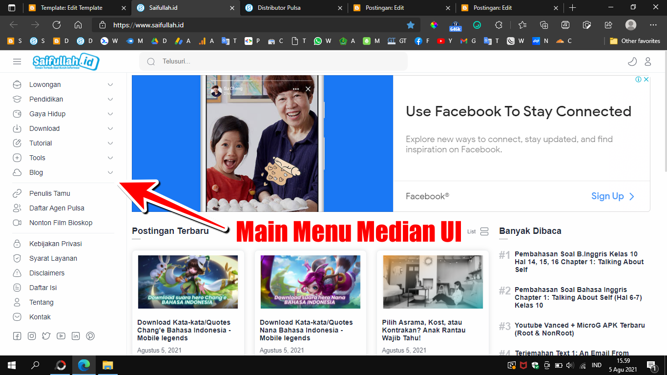 Cara Modifikasi Main Menu Template Median UI