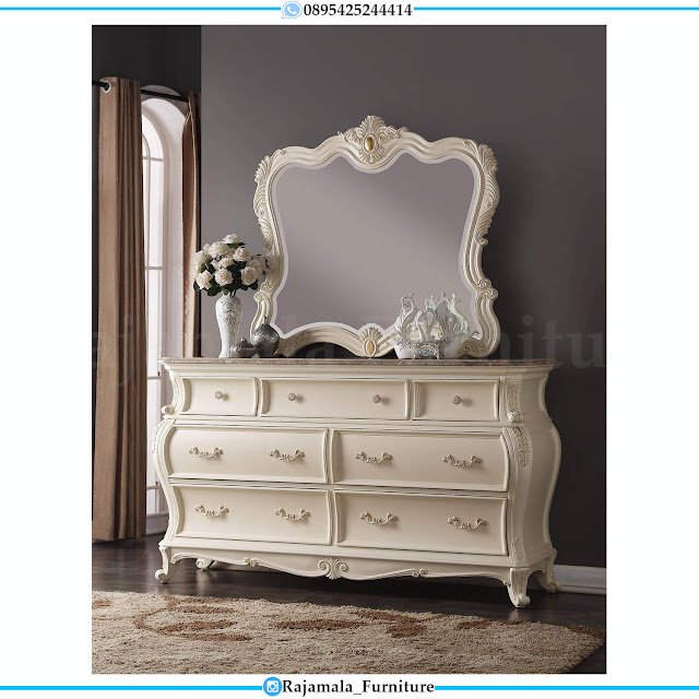 Tempat Tidur Mewah Putih Duco Luxury Carving Best Seller RM-0452