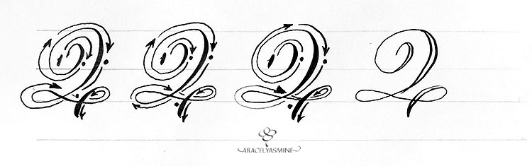 Caligrafia copperplate letra Q abecedario aprender escribir