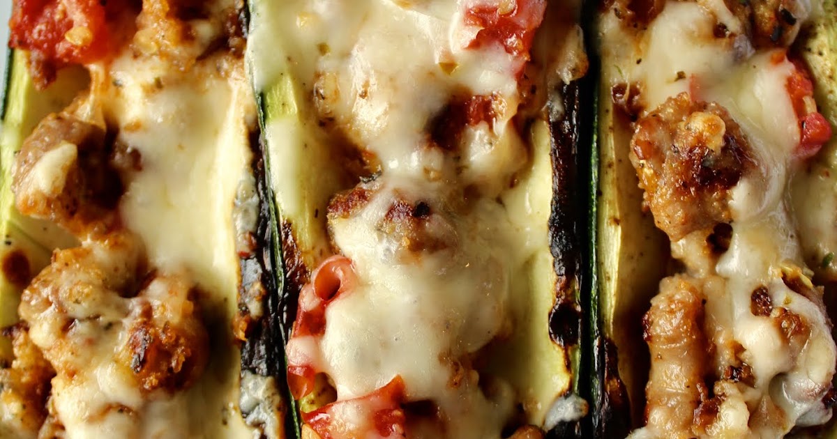 Grilled Sausage Zucchini Boats