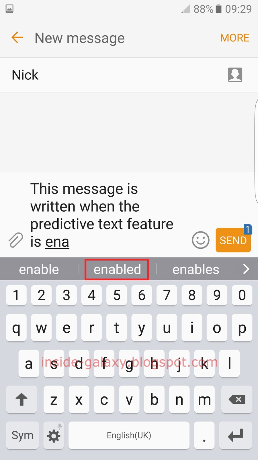 predictive text samsung s8