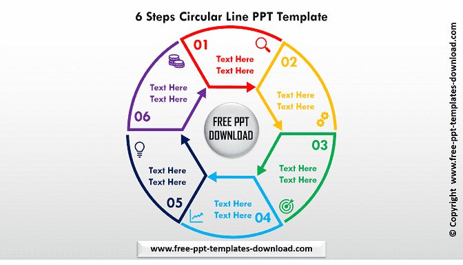 6 Steps Circular Line PPT Template Download