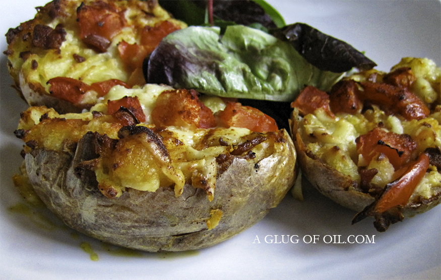 OverStuffed Cheesy Bacony Jacket Potatoes A Glug of Oil