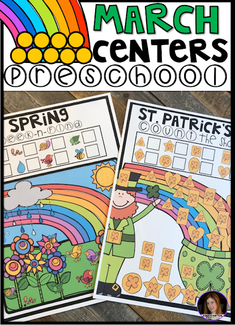 Are you looking for fun thematic spring centers that you can prep quickly for your preschool classroom?  The check out March Centers for Preschool!