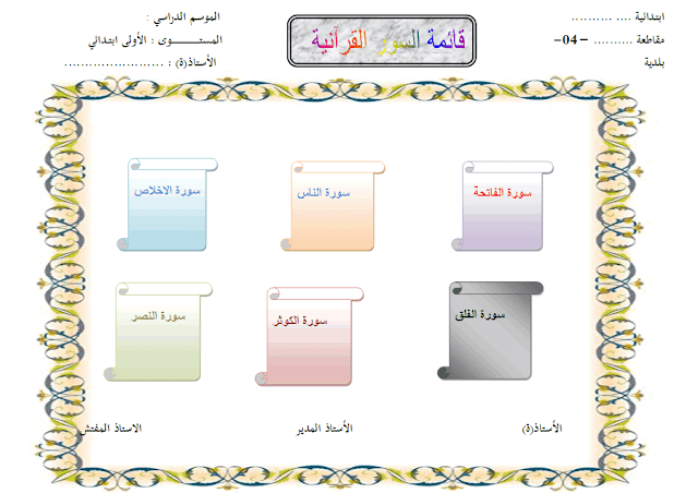 معلقات جاهزة لتعديل و الطباعة لسنة الأولى إبتدائي-Word معلقات جاهزة لتعديل و الطباعة لسنة الأولى إبتدائي-Word
