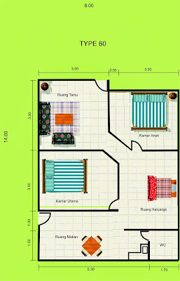 Contoh Denah Rumah  Minimalis  Tipe 60 Desain Gambar Rumah  