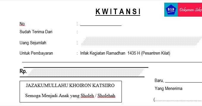 Doc Contoh Kwitansi Pembayaran Infak Kegiatan Pesantren