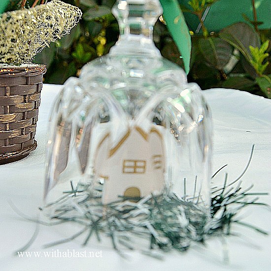 Easy Christmas Table Candle Decor ~ Get these Green & Gold {with a touch of White} table decor pieces ready in advance and when you are ready to display them, either on your Christmas dining table or elsewhere, it will only take minutes to set up #ChristmasDecor #Centerpieces www.withablast.net