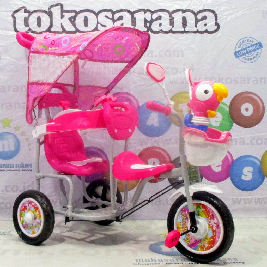 Tokosarana Mahasarana Sukses Sepeda Roda Tiga Family F902at 2 Kursi Musik Dobel Rio Music Melody Airhorn Sandaran Tangan Pesawat Melodi Ban Eva