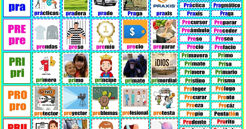 Pra Pre Pri Pro Pru Palabras librosdefutbolec.blogspot.com