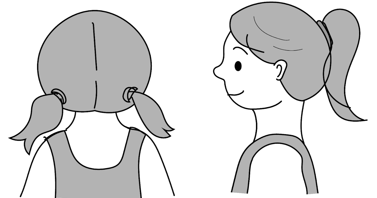 水泳・女の子の髪型見本（計4枚）