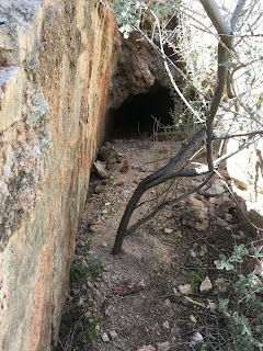 Main entrance to the Betty Lee Mine south of Tacna, AZ A narrow cut leads up to the main entrance of the Betty Lee Mine