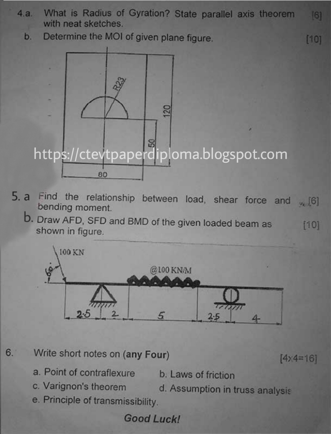 CTEVT Applied Mechanics Diploma in Civil Engineering Question