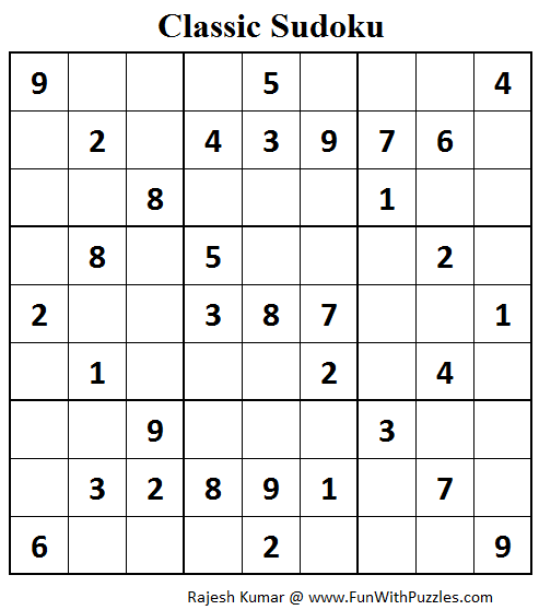 Classic Sudoku (Fun With Sudoku #68)