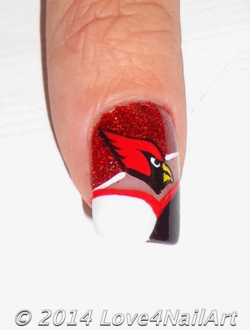 Love4NailArt Arizona Cardinal Football Themed Acrylic Nails