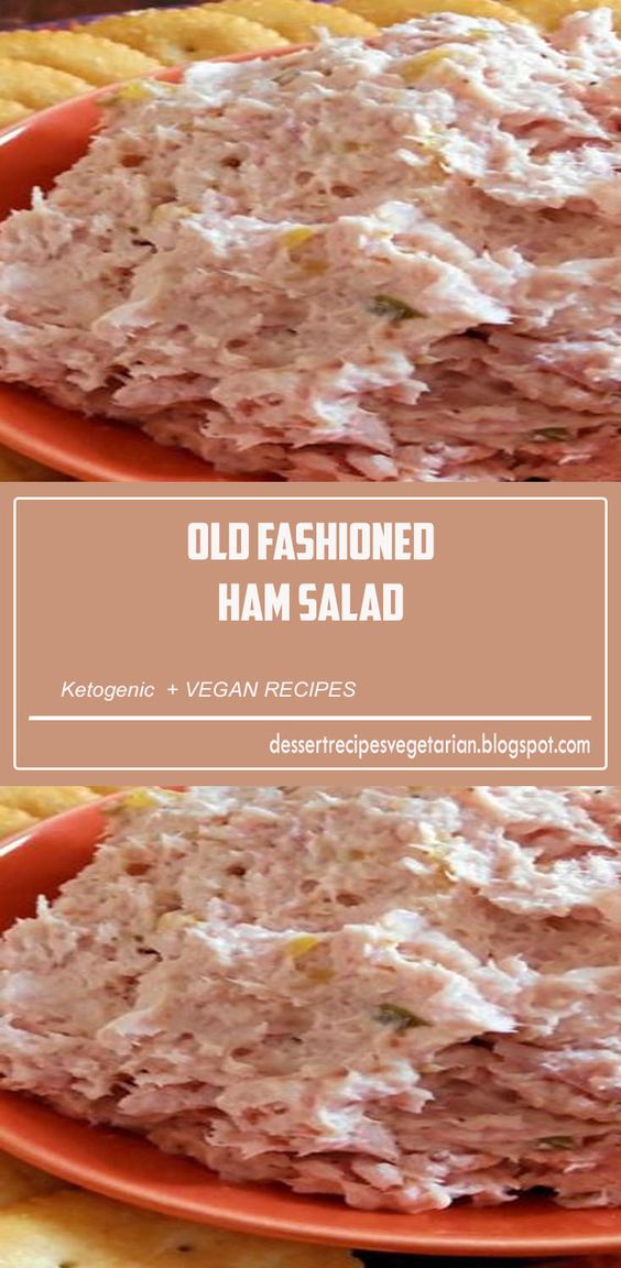 Old- Fashioned Ham Salad: 2 c ham, 1/2 c miracle whip, 1/4 c mayo, 2 t onion flakes, 1 t stone ground mustard, 1 T sweet or dill pickle relish, Garnish: Butter crackers and sliced Swiss cheese cut into squares.