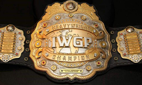 Close up of IWGP Heavyweight Champion belt