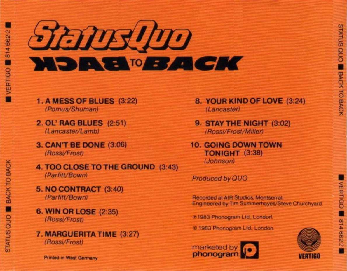 Статус кво русский песня. Status Quo 1983 album. Status Quo - back to back 1983. Status Quo 2022 CD обложка. Status Quo 1974 Quo uk.