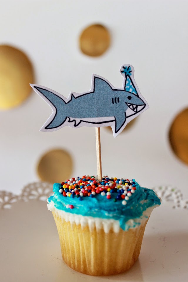 Sea of Blooming Dreams Shark Cupcake Toppers + Printable