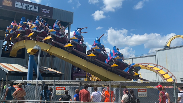 Six Flags Great Adventure Nitro Roller Coaster Leaving Station