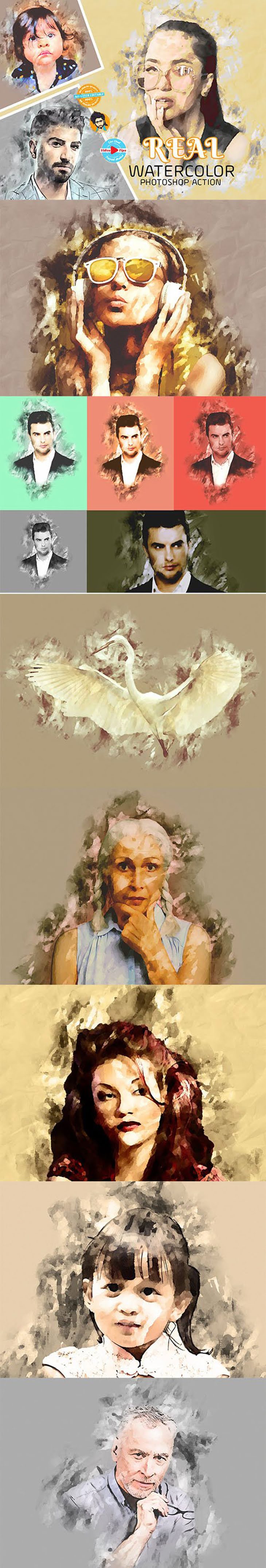 CreativeMarket - Real Watercolor Photoshop Action 5985513 2 tghdgbd