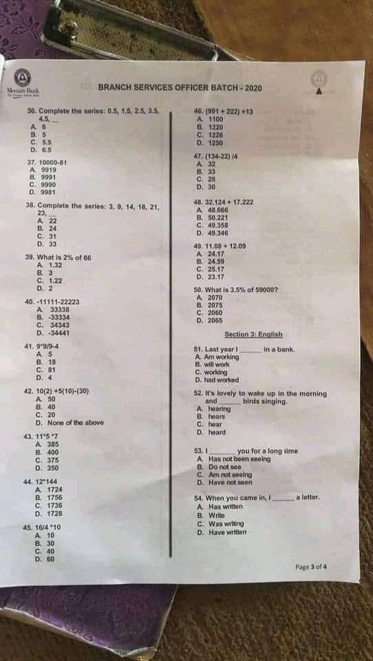 Meezan bank test preparation 2020 image