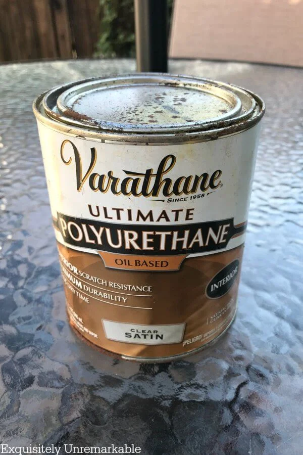 Varathane Clear Oil Based Polyurethane Can On Table