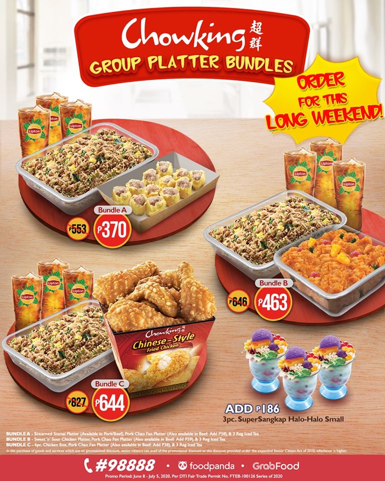 Manila Shopper Chowking Group Platter Bundles Promo JuneJuly 2020