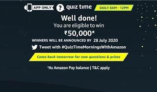 Amazon Quiz Answers to win Rs.50,000 Amazon Pay Balance for 27 July 2020. It Helps to increase General Knowledge with earn money. learn with earn.
